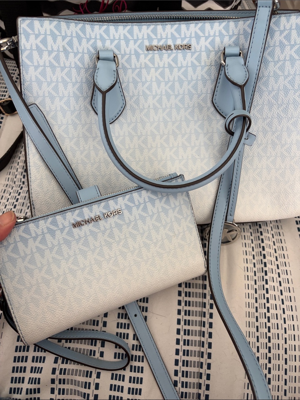 Michael Kors Light Blue Signature Tote with Wristlet